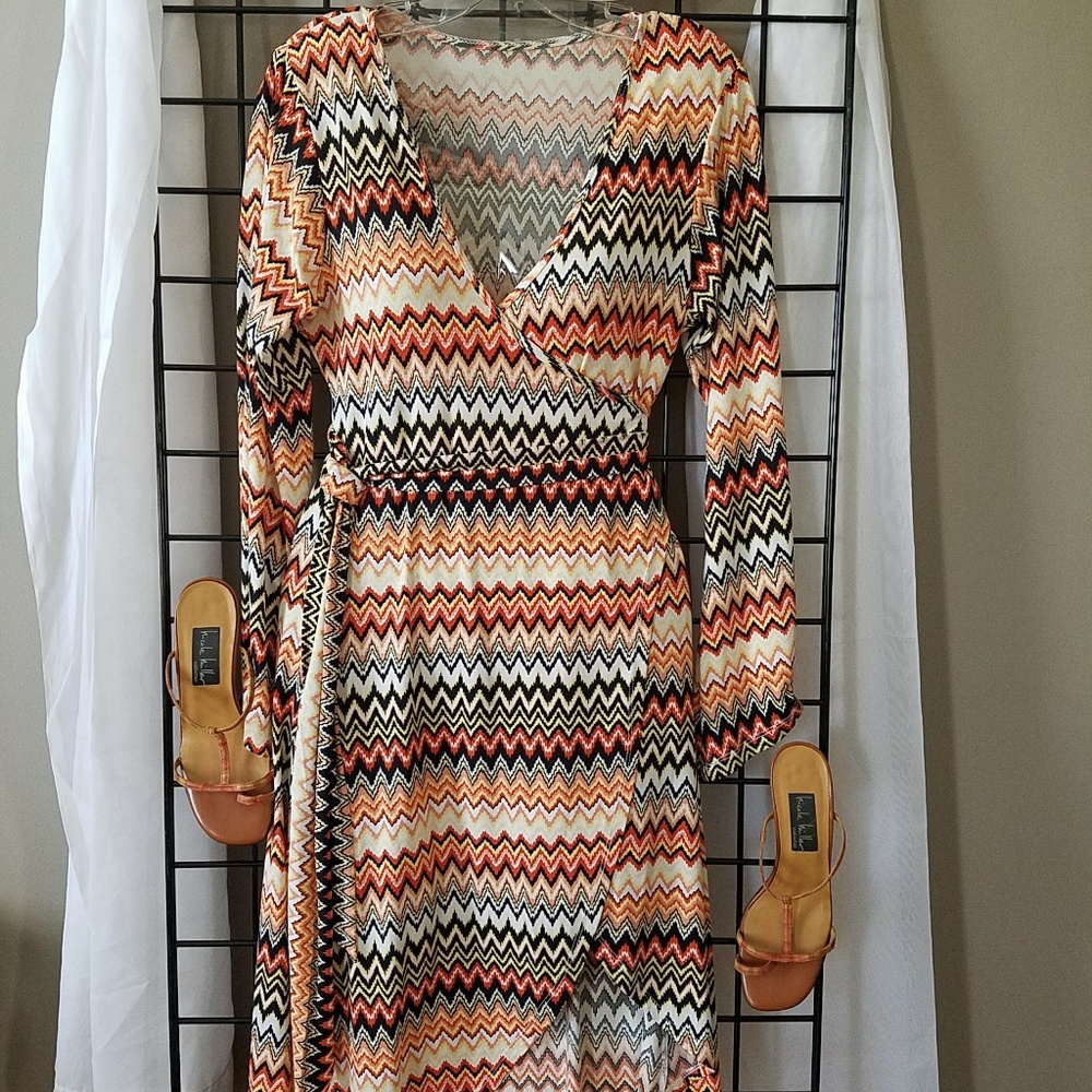LINKD Multi Color Wrap Dress